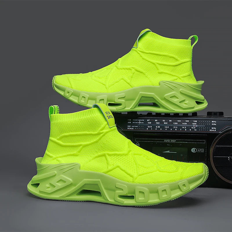 Men's Outdoor Sports Shoes - High-Top Sports Shoes Are Novel and Fashionable, Non-Slip and Durable, Suitable for All Seasons, Versatile Sports Shoes