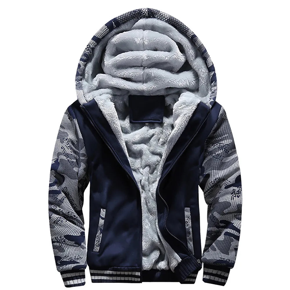 Men's Jacket Camouflage Thicken Winter Jackets for Men Fleece Long Sleeve Coat Man Casual Hoodies Streetwear Men's Coats