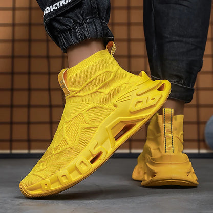 Men's Outdoor Sports Shoes - High-Top Sports Shoes Are Novel and Fashionable, Non-Slip and Durable, Suitable for All Seasons, Versatile Sports Shoes
