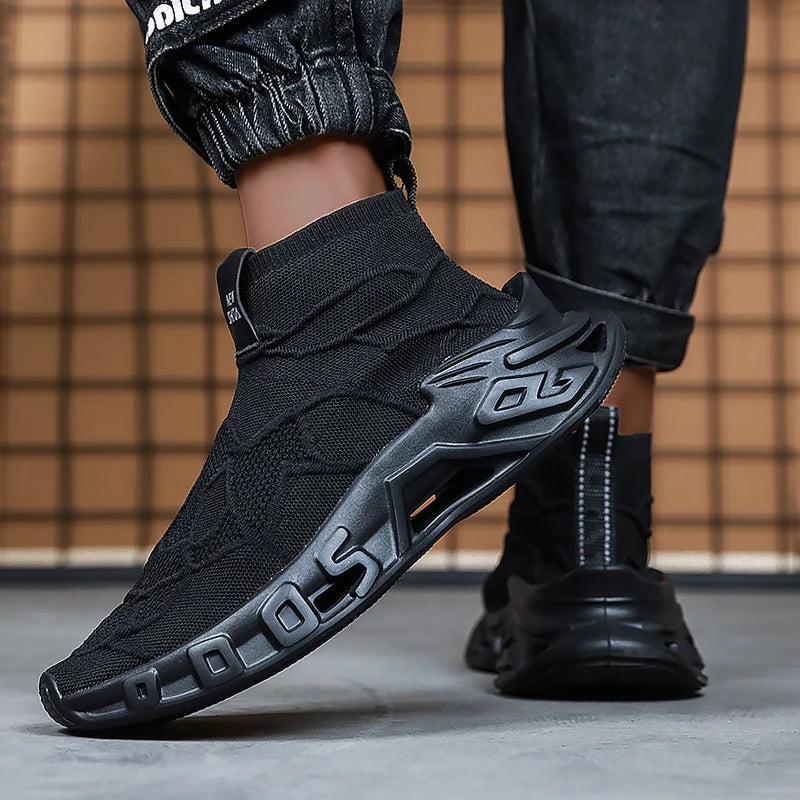 Men's Outdoor Sports Shoes - High-Top Sports Shoes Are Novel and Fashionable, Non-Slip and Durable, Suitable for All Seasons, Versatile Sports Shoes